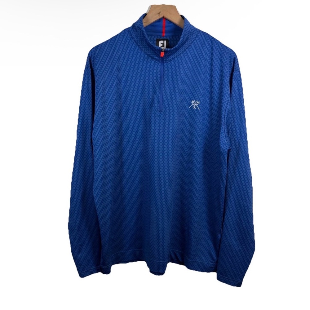 SOLD — Footjoy Quarter Zip Pullover Sweatshirt AOP Size L Blue Red Performance